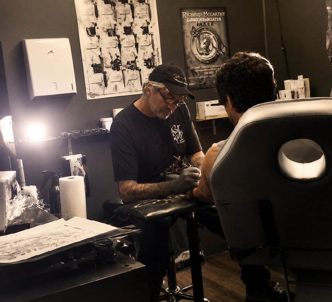 Richard McCarthy tattooing a client